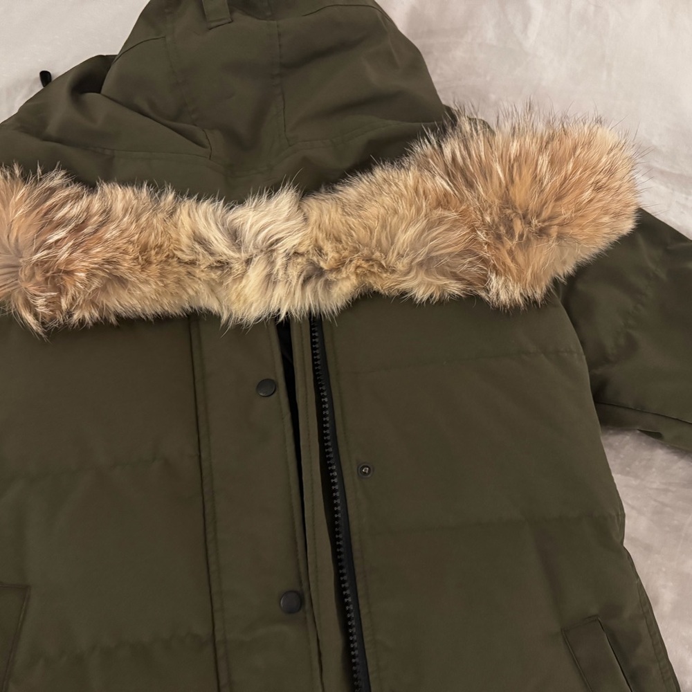 Canada Goose Olive Green Ski Jacket with Fur Trim